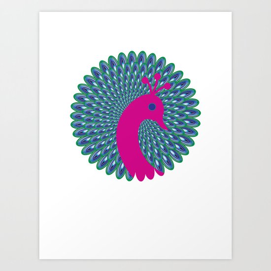 Pink Peacock Art Print