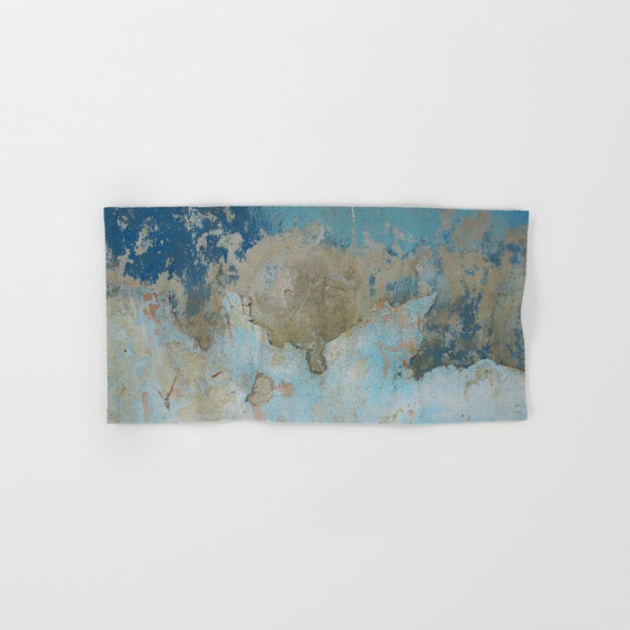 Rough Blue Urban Paint Wall Texture Pattern Hand Bath Towel By