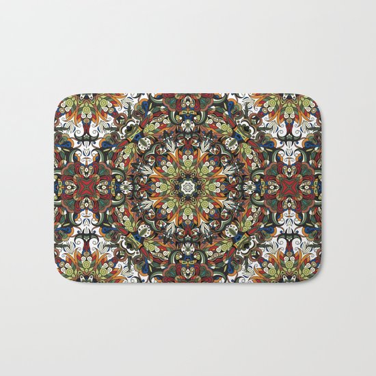 Boho Geometric Mandela Pattern 1 Bath Mat