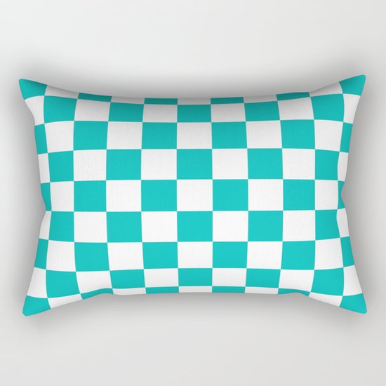 Checker (Tiffany Blue/White) Rectangular Pillow