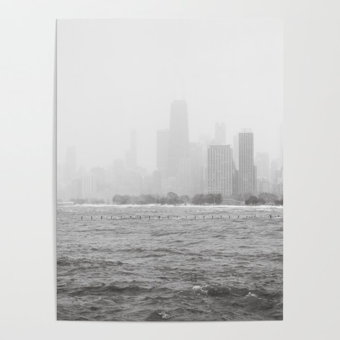 Downtown Fog - Chicago Lakefront Photography Poster