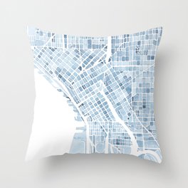 Map Seattle Washington Blueprint watercolor map Throw Pillow