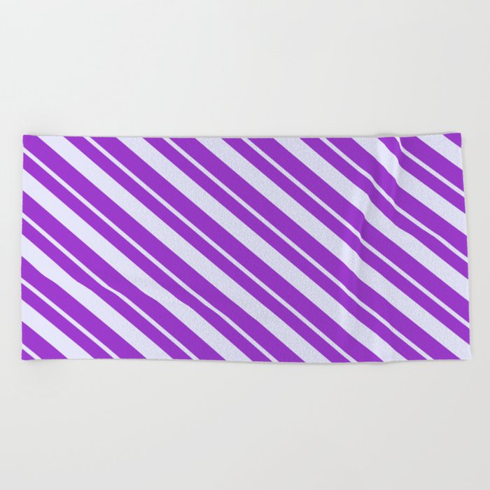 Lavender and Dark Orchid Colored Striped/Lined Pattern Beach Towel
