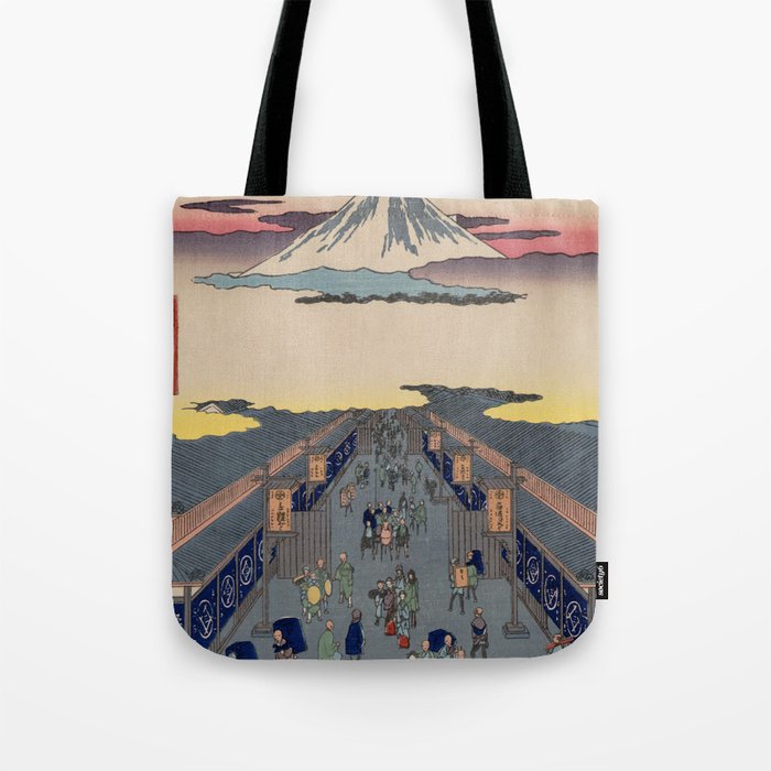 Suruga Street (Suruga cho) - Utagawa Hiroshige  Tote Bag