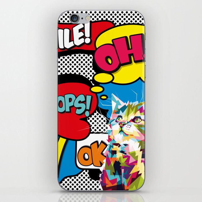 Colorful Cat Comic Hope Iconic Pop Art iPhone Skin