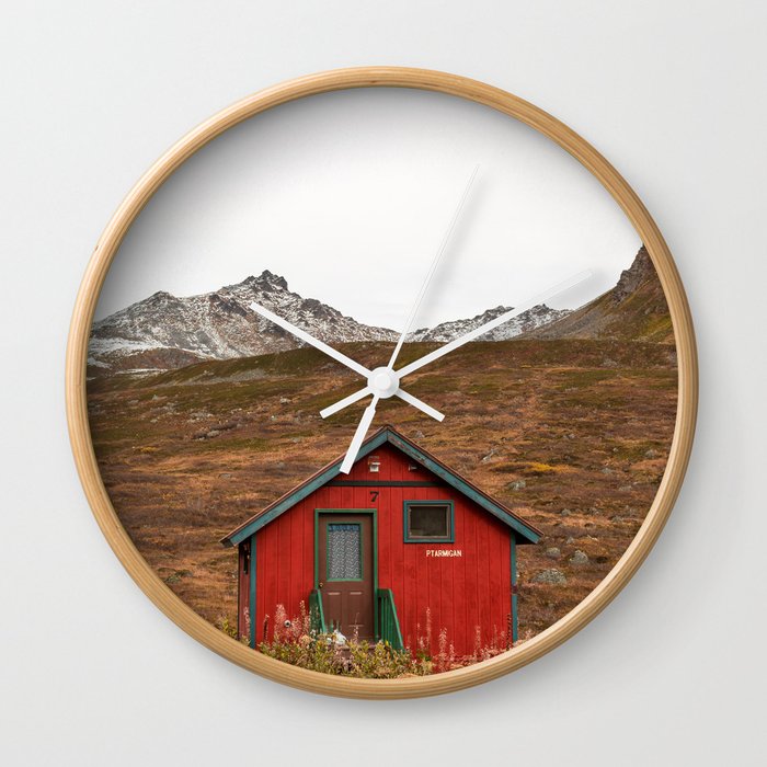 Little Red Cabin Wall Clock By Rhaeannephotography Society6