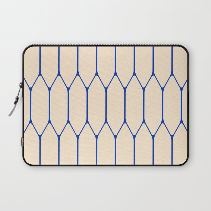 Long Honeycomb Minimalist Geometric Pattern in Cream and Bright Blue Laptop Sleeve