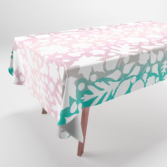 Pastel Pink and Green Fallen Reverse Leaves Leaf Pattern 3 Tablecloth