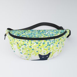 Cat in the garden under willow tree Fanny Pack