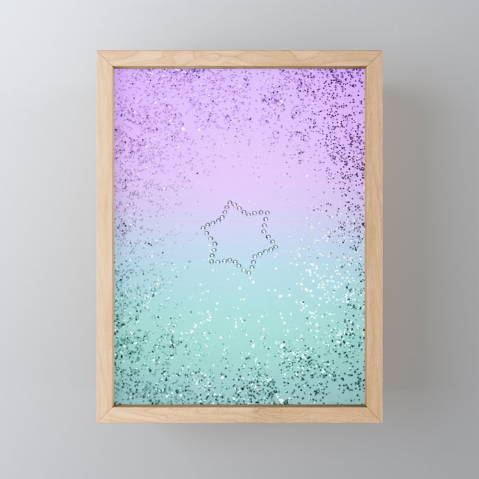 Sparkling MERMAID Glitter Star #1 (Faux Glitter) #decor #art #society6 Framed Mini Art Print