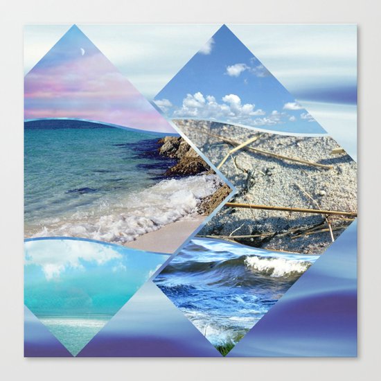 Sea, Sand and Sky Collage Canvas Print