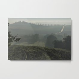 Buongiorno 1 Metal Print | Castle, Photo, Hills, Road, Shadow, Light, Italy, Plants, Mist, Nature 
