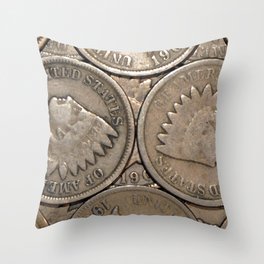 Watercolor Indian head penny 08 Throw Pillow