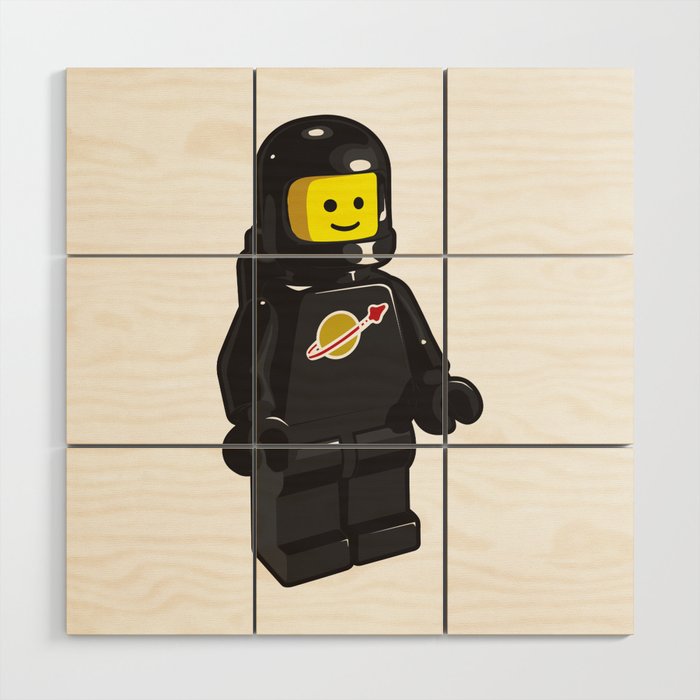 Vintage Black Spaceman Minifig Wood Wall Art