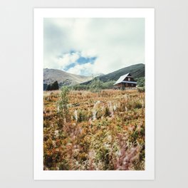 Cabin in Autumn Mountains - Fall Landscape Art Print