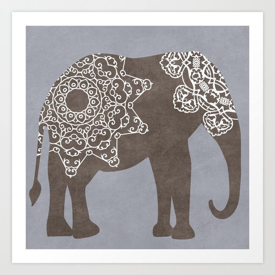 Brown Elephant Art Print by Zen and Chic | Society6