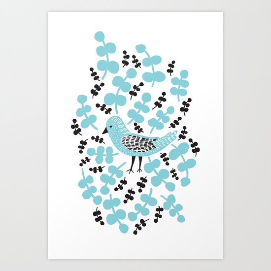 Birdie Bird Blue Art Print
