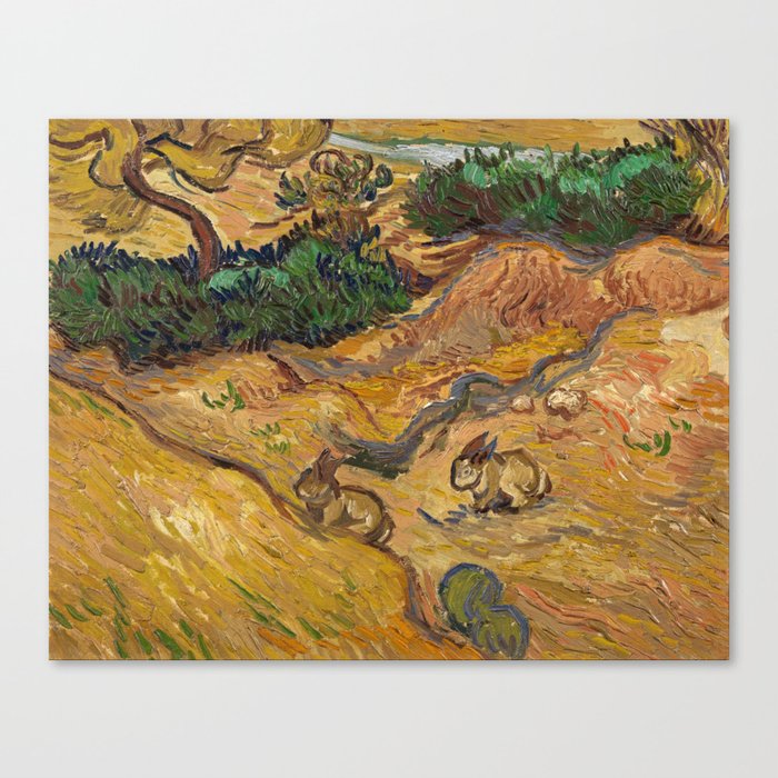 Landscape with Rabbits, 1889 by Vincent van Gogh Canvas Print