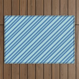[ Thumbnail: Blue & Powder Blue Colored Striped/Lined Pattern Outdoor Rug ]