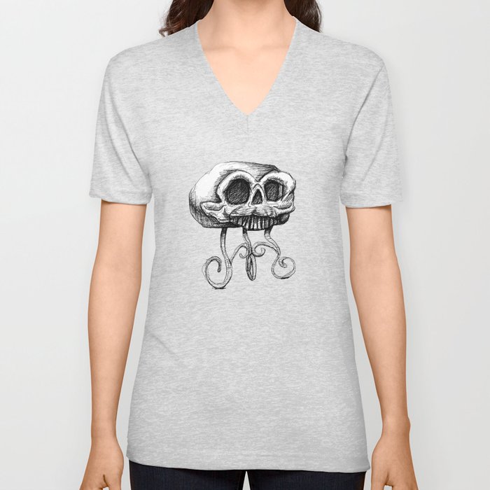 MANTLE skull V Neck T Shirt