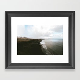 Moody black sand beach in Iceland - Landscape Photography Framed Art Print