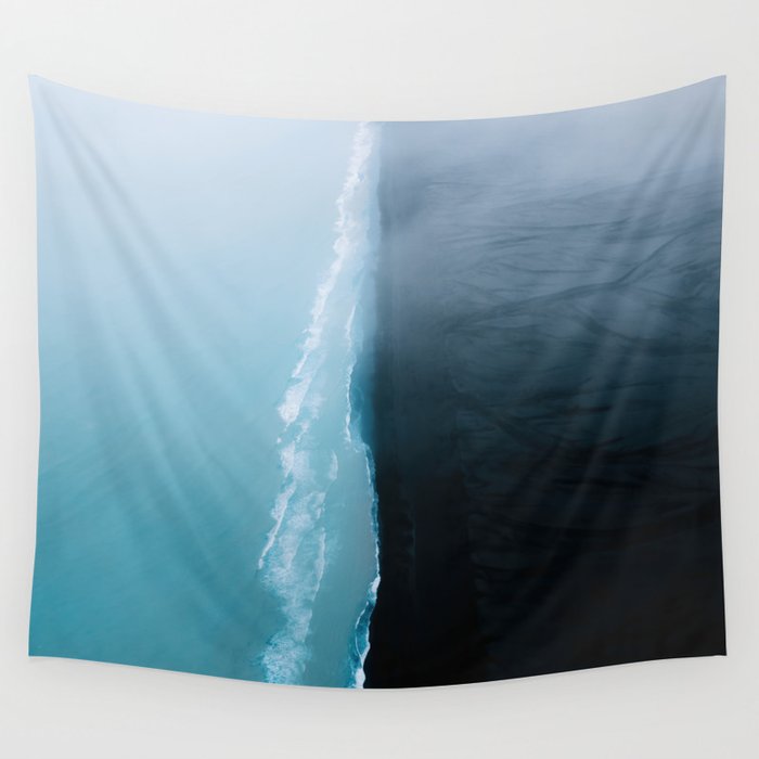 Black And Blue Iceland From Above Wall Tapestry