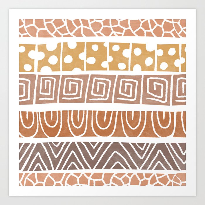African Tribal Patterns Terracotta Colors Art Print