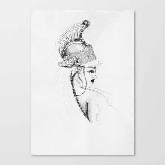 Girl & Helmet Canvas Print