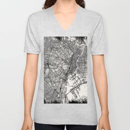 TOKYO - Japan. Monochrome City Map V Neck T Shirt