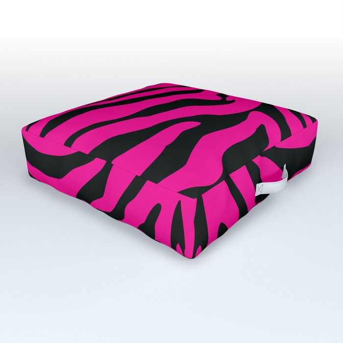 Retro Abstract Tiger Print - Pink and black Outdoor Floor Cushion