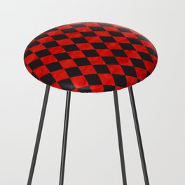 Through The Looking Glass Red Checkered Counter Stool