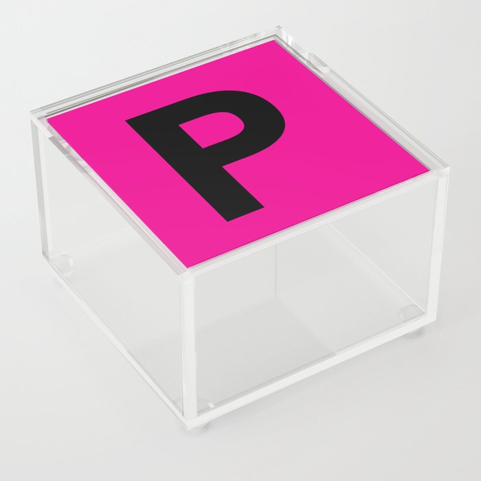 Letter P (Black & Magenta) Acrylic Box