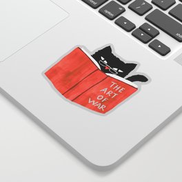 Cat reading book Sticker