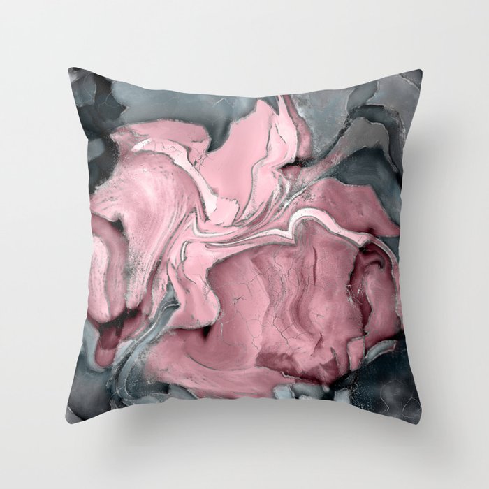 Blush rose watercolor - pastel pinks, grey and silver Throw Pillow