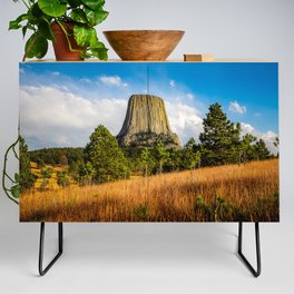 Close Encounter - Devils Tower on Autumn Day in the Black Hills of Wyoming Credenza