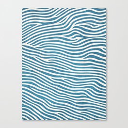 Teal White Abstract Lines Artwork Canvas Print