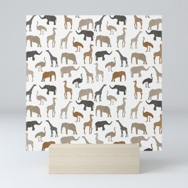 Minimalistic African Wildlife Pattern - Earth tones Mini Art Print