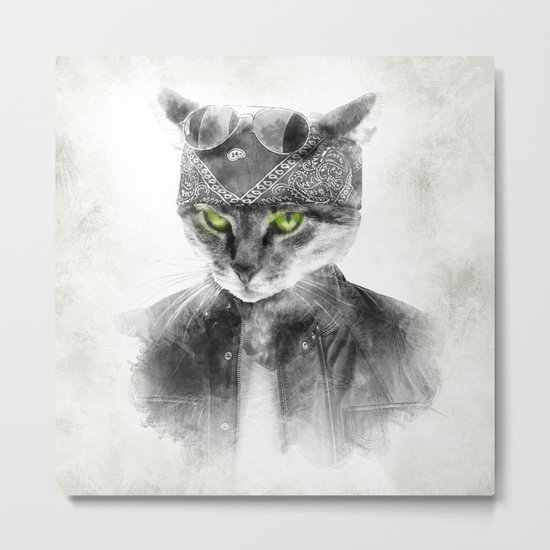 Biker Cat Metal Print