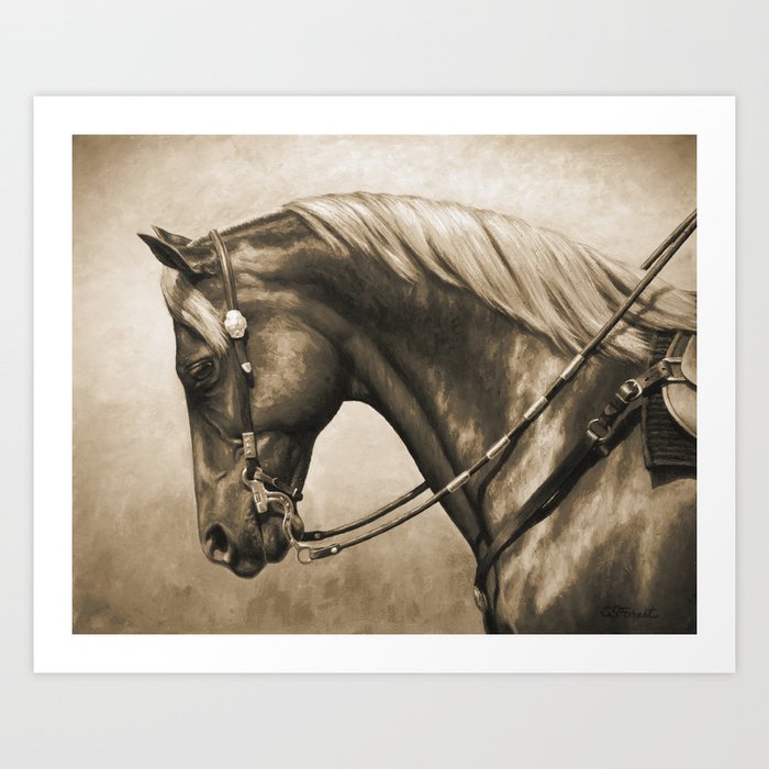 Western Quarter Horse Old Photo Effect Art Print