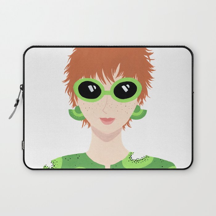 Cool Girl in Green Laptop Sleeve