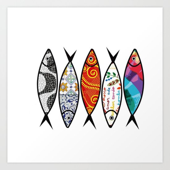 Sardines 5 colour Art Print