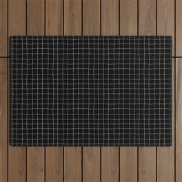 White doodle grid Outdoor Rug