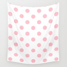 Polka Dots - Pink on White Wall Tapestry