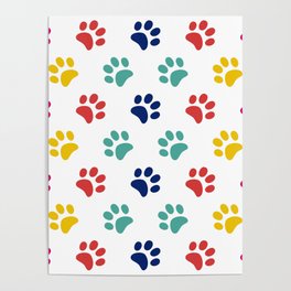 dog paw print pattern Poster