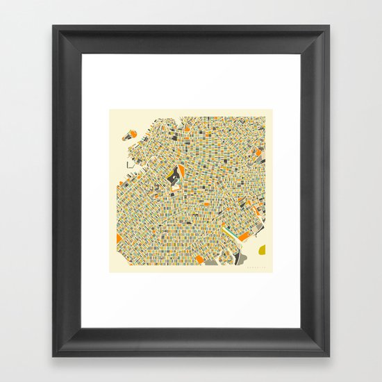 Brooklyn Map Framed Art Print