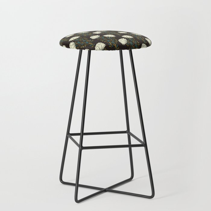 Puffy White Floral Bar Stool