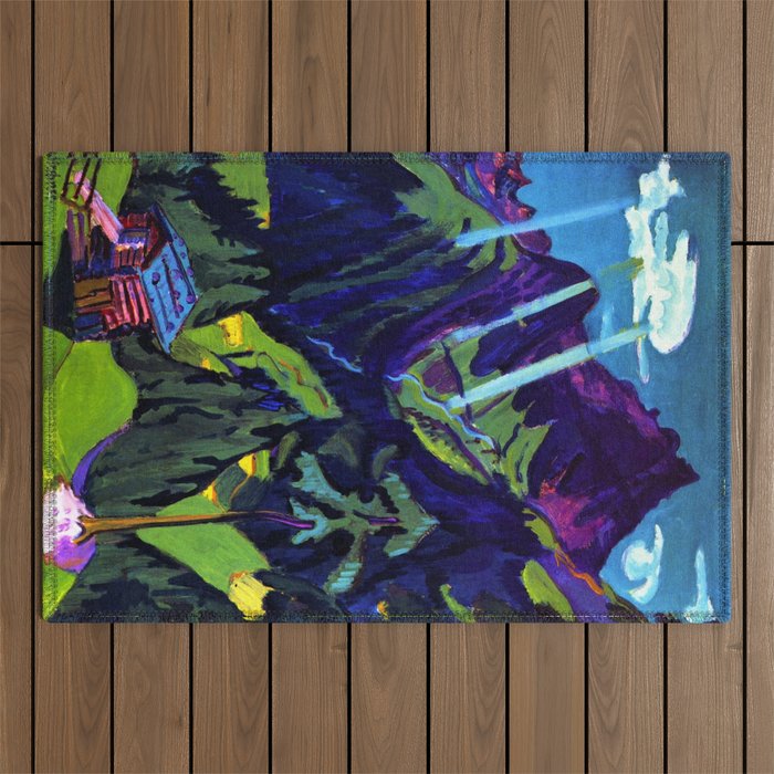 Mountain Landscape in the Sun by Ernst Ludwig Kirchner Outdoor Rug