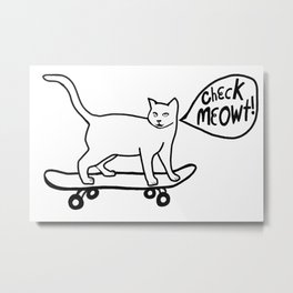 Check MEOWT! Skateboarding Cat Black White Metal Print | Black, Crazycatlady, Meowt, Quirky, Pets, Catlovers, Weird, Cats, Drawing, Skateboard 