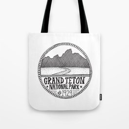 Grand Teton National Park Illustration Tote Bag