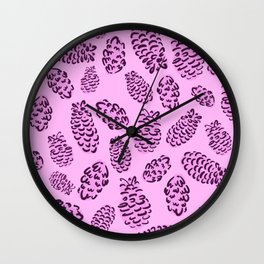 Pink Pinecone Pattern | Pink Holiday Wall Clock